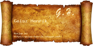 Geisz Henrik névjegykártya